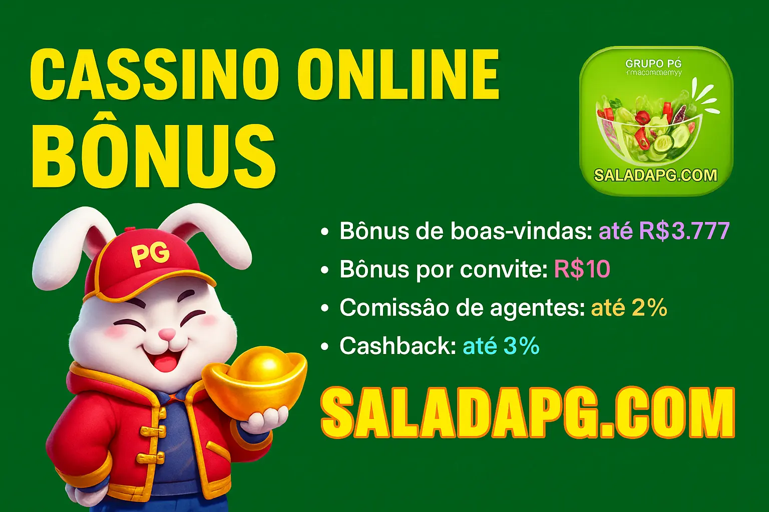 O bônus promocional SALADAPG.COM é uma ótima maneira de começar sua aventura